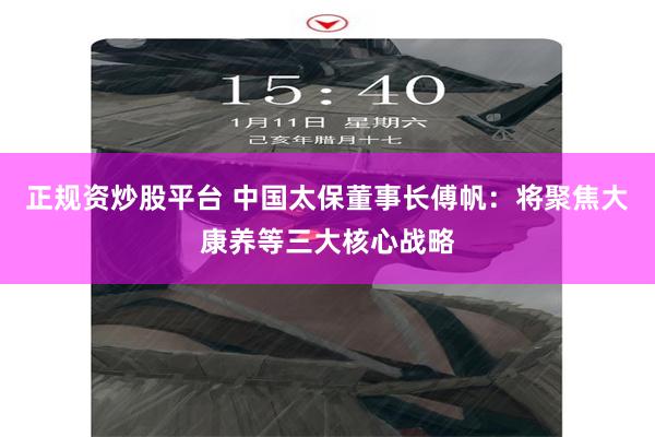 正规资炒股平台 中国太保董事长傅帆：将聚焦大康养等三大核心战略