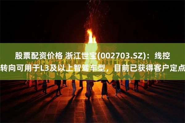 股票配资价格 浙江世宝(002703.SZ)：线控转向可用于L3及以上智驾车型，目前已获得客户定点